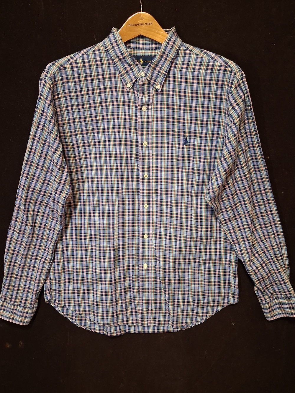 Men's Blue Plaid Button-Down Shirt